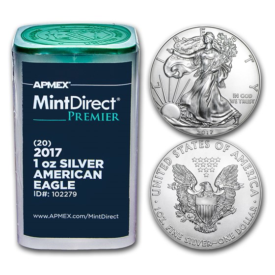 2017 1 oz Silver Eagles (20-Coin MintDirect® Premier Tube) 2017 1 oz Silver Eagles (20-Coin MintDirect® Premier Tube)